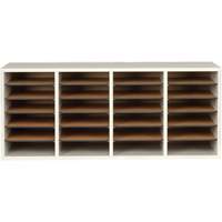 Adjustable Compartment Literature Organizer, Stationary, 24 Slots, Wood, 39-1/4" W x 11-3/4" D x 16-1/4" H Groupe Belzile Dickner