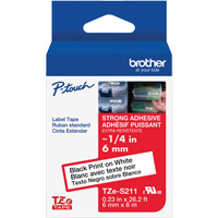 Extra-Strength Laminated Tape for P-Touch Label Makers, 6 mm x 8 m, Black on White Groupe Belzile Dickner