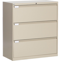 Lateral Filing Cabinet, Steel, 3 Drawers, 36" W x 18" D x 40-1/16" H, Beige OP217 | Dickner Inc
