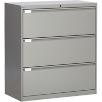 Lateral Filing Cabinet, Steel, 3 Drawers, 36" W x 18" D x 40-1/16" H, Grey OP218 | Dickner Inc