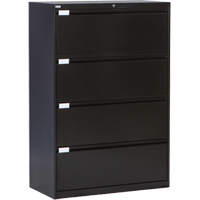 Lateral Filing Cabinet, Steel, 4 Drawers, 36" W x 18" D x 53-3/8" H, Black OP219 | Dickner Inc