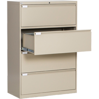 Lateral Filing Cabinet, Steel, 4 Drawers, 36" W x 18" D x 53-3/8" H, Beige OP220 | Dickner Inc