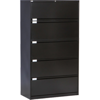 Lateral Filing Cabinet, Steel, 5 Drawers, 36" W x 18" D x 65-1/2" H, Black OP222 | Dickner Inc