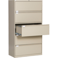 Lateral Filing Cabinet, Steel, 5 Drawers, 36" W x 18" D x 65-1/2" H, Beige OP223 | Dickner Inc