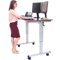 Postes de travail ajustables pour travail assis et debout , , 48-1/2" h x 48" la x 32-1/2" p, Noyer OP282 | Dickner Inc