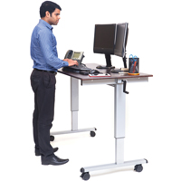 Postes de travail ajustables pour travail assis et debout , , 48-1/2" h x 59" la x 29-1/2" p, Noyer OP283 | Dickner Inc