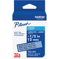 Laminated Tape for P-Touch&reg;, 12 mm x 8 m, Black on Blue Groupe Belzile Dickner
