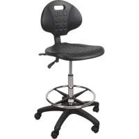 Tabouret robuste et ergonomique, Mobile, Ajustable, 39" - 48", Polyur&eacute;thane Si&egrave;ge, Noir Groupe Belzile Dickner