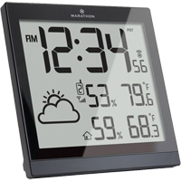 Station météorologique et horloge à réglage automatique, Numérique, À piles, Noir OR504 | Dickner Inc
