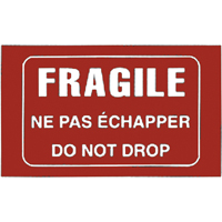 &eacute;tiquettes pour traitement sp&eacute;cial bilingues Fragile, 5" lo x 3" la, Blanc/rouge Groupe Belzile Dickner