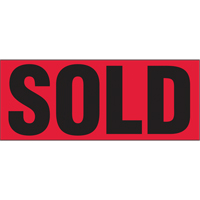 "Sold" Special Handling Labels, 5" L x 2" W, Black on Red PB423 | Dickner Inc