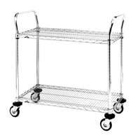 Chariot utilitaire &agrave; usage standard avec tablettes en treillis m&eacute;tallique, Chrom&eacute;, 24" x 39" x 36", Capacit&eacute; 375 lb Groupe Belzile Dickner