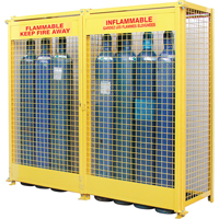 Gas Cylinder Cabinets, 20 Cylinder Capacity, 88" W x 30" D x 74" H, Yellow SAF848 | Dickner Inc
