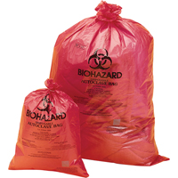 Biohazard Disposal Bags - Orange-Red, Bio-Hazard, 19" L x 14" W, 0.0317 mm, 200 /pkg. SAM046 | Dickner Inc