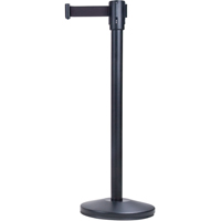 Free-Standing Crowd Control Barrier, Steel, 35" H, Black Tape, 7' Tape Length Groupe Belzile Dickner