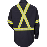 Work Shirt with Reflective Trim, Cotton/Nylon, Medium, High Visibility Orange Groupe Belzile Dickner