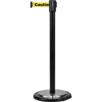 Free-Standing Crowd Control Barrier, Steel, 35" H, Yellow Tape, 7' Tape Length Groupe Belzile Dickner