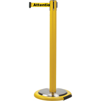 Free-Standing Crowd Control Barrier, Steel, 35" H, Yellow Tape, 7' Tape Length Groupe Belzile Dickner
