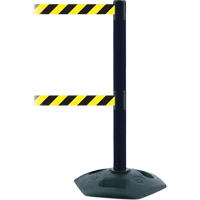 Dual Line Heavy Duty Post, Plastic, 38" H, Black/Yellow Tape, 7.5' Tape Length Groupe Belzile Dickner
