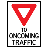 "Yield to Oncoming Traffic" Roll-Up Sign Traffic Sign, 36" x 48", Vinyl, English with Pictogram Groupe Belzile Dickner