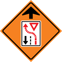 Enseigne enroulable de circulation cédez le passage devant, 29-1/2" x 29-1/2", Vinyle, Pictogramme SDP370 | Dickner Inc