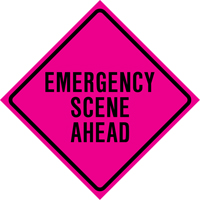 Enseigne enroulable de circulation « Emergency Scene Ahead », 36" x 36", Vinyle, Anglais SDP371 | Dickner Inc