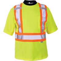 Safety T-Shirt, Polyester, Medium, High Visibility Lime-Yellow Groupe Belzile Dickner