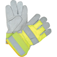 Gants d'ajusteur haute visibilit&eacute; de premi&egrave;re qualit&eacute;, Grand, Paume en Cuir de vache refendu, Doublure en Coton Groupe Belzile Dickner