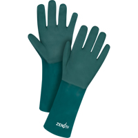 Double Dipped Green Gloves, 14" L, PVC, Cotton Jersey Inner Lining, 70-mil Groupe Belzile Dickner