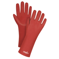Red Smooth-Finish Chemical-Resistant Gloves, Size 9, 14" L, PVC, Interlock Inner Lining, 47-mil Groupe Belzile Dickner