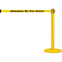 Free-Standing Crowd Control Barrier, Steel, 35" H, Yellow Tape, 7' Tape Length Groupe Belzile Dickner