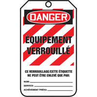 &eacute;tiquettes de verrouillage, Papier cartonn&eacute;, 3-3/8" la x 5-7/8" h, Français Groupe Belzile Dickner