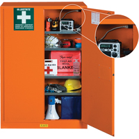 Emergency Preparedness Storage Cabinets, Steel, 4 Shelves, 65" H x 43" W x 18" D, Orange SEG861 | Dickner Inc
