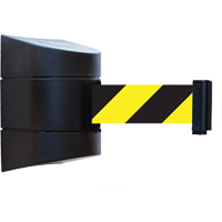 Tensabarrier&reg; Wall Mounted Units, Plastic, Magnetic Mount, 15', Black and Yellow Tape Groupe Belzile Dickner