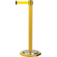 Free-Standing Crowd Control Barrier, Steel, 35" H, Yellow Tape, 7' Tape Length Groupe Belzile Dickner