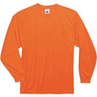 GloWear 8091 Non-Certified Long Sleeve T-Shirt, Polyester, Small, High Visibility Orange Groupe Belzile Dickner