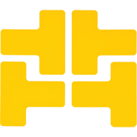 Floor Corner Marks, T, 5" L x 2" W, Yellow, Polyester Groupe Belzile Dickner