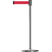 Slimline TensaBarrier&reg; Barrier Post, Steel, 38" H, Red Tape, 7.5' Tape Length Groupe Belzile Dickner