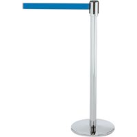 Slimline TensaBarrier&reg; Barrier Post, Steel, 38" H, Blue Tape, 7.5' Tape Length Groupe Belzile Dickner