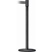 Slimline TensaBarrier&reg; Barrier Post, Steel, 38" H, Black Tape, 7.5' Tape Length Groupe Belzile Dickner