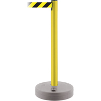 Outdoor TensaBarrier&reg; Barrier Post, Plastic, 37" H, Black/Yellow Tape, 13' Tape Length Groupe Belzile Dickner