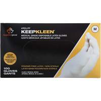 Gants jetables de calibre examen m&eacute;dical KeepKleen, Grand, Latex, 5 mils, Sans poudre, Blanc, Classe 2 Groupe Belzile Dickner