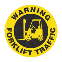 Panneau de signalisation au sol  Warning Forklift Traffic , Adh&eacute;sif, Anglais avec pictogramme Groupe Belzile Dickner