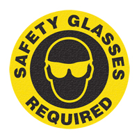 Panneau de signalisation au sol  Safety Glasses , Adh&eacute;sif, Anglais avec pictogramme Groupe Belzile Dickner