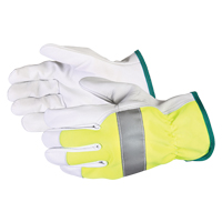 Gants de conducteur haute visibilit&eacute; avec bandes r&eacute;fl&eacute;chissantes Endura, Grand, Paume en Cuir fleur de ch&egrave;vre Groupe Belzile Dickner