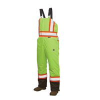Lined Safety Overalls, Polyester/Polyurethane, Large, High Visibility Lime-Yellow Groupe Belzile Dickner