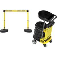 PLUS Barrier Post Cart Kit with Tray, 75' L, Metal, Yellow Groupe Belzile Dickner