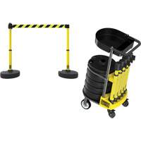 PLUS Barrier Post Cart Kit with Tray, 75' L, Metal, Yellow Groupe Belzile Dickner