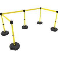 PLUS Barrier Post Set X5, Plastic, 42" H, Yellow Tape, 15' Tape Length Groupe Belzile Dickner