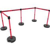 PLUS Barrier Post Set X5, Plastic, 42" H, Red Tape, 15' Tape Length Groupe Belzile Dickner